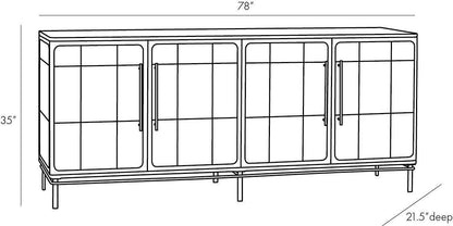 Arteriors Home Edison Credenza, Ivory, Antique Brass, Vellum, 78"W (4883 3MMNJ)
