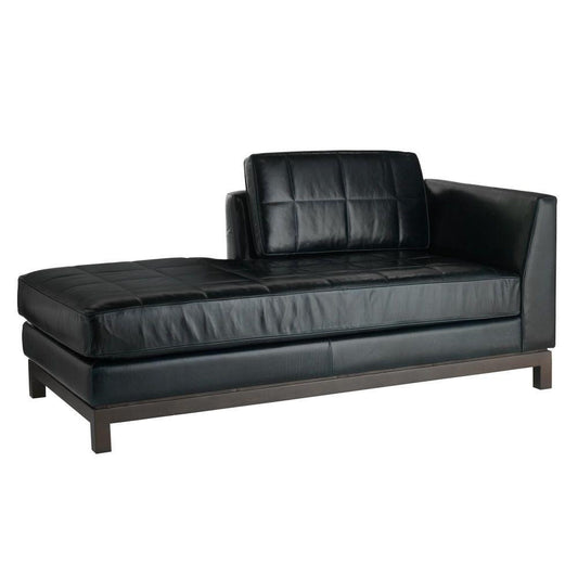Arteriors Home Edmond Chaise Ink Leather Ink, Grey Ash