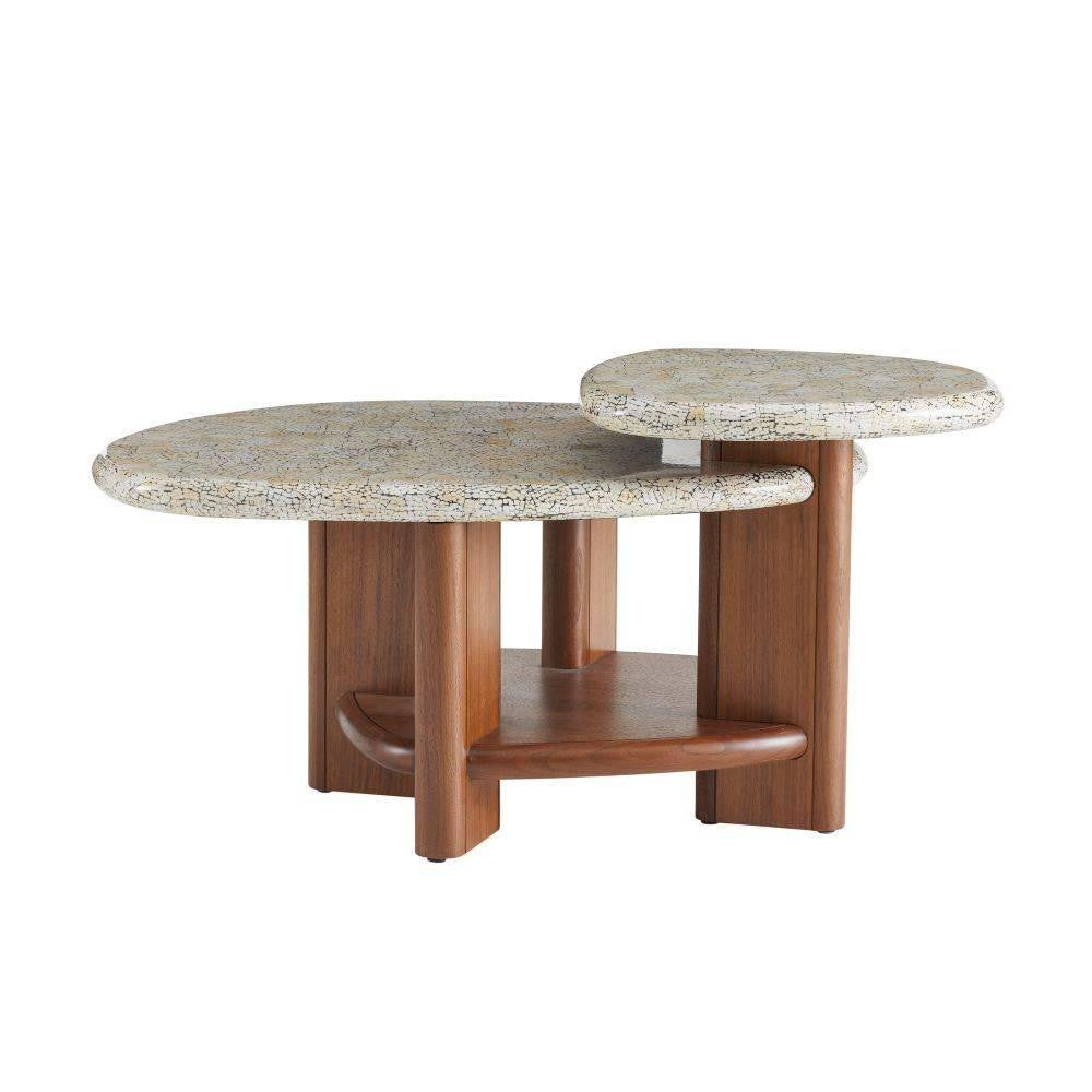 Arteriors Home Forney Coffee Table Natural Eggshell, Satin Walnut