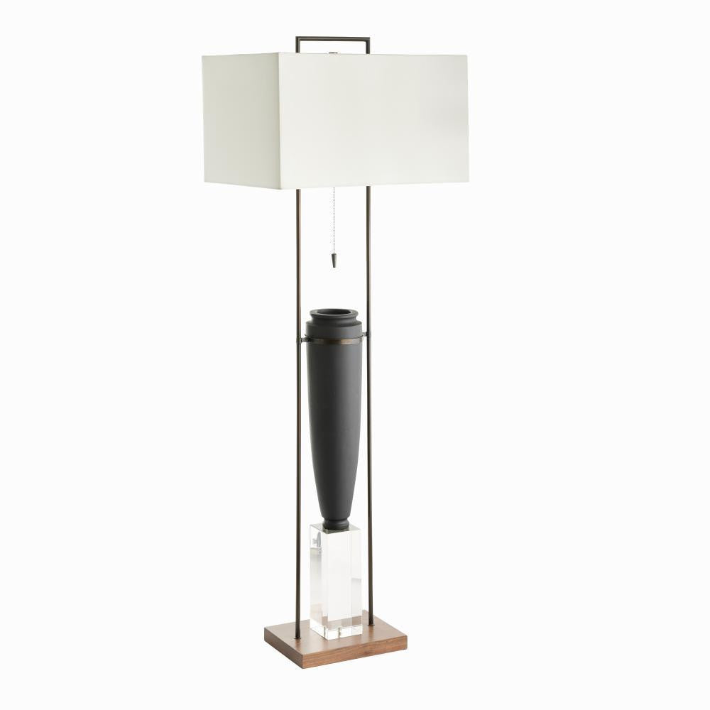 Arteriors Home Foundry Floor Lamp Charcoal Ricestone, Bronze, Brown Wood, Cry