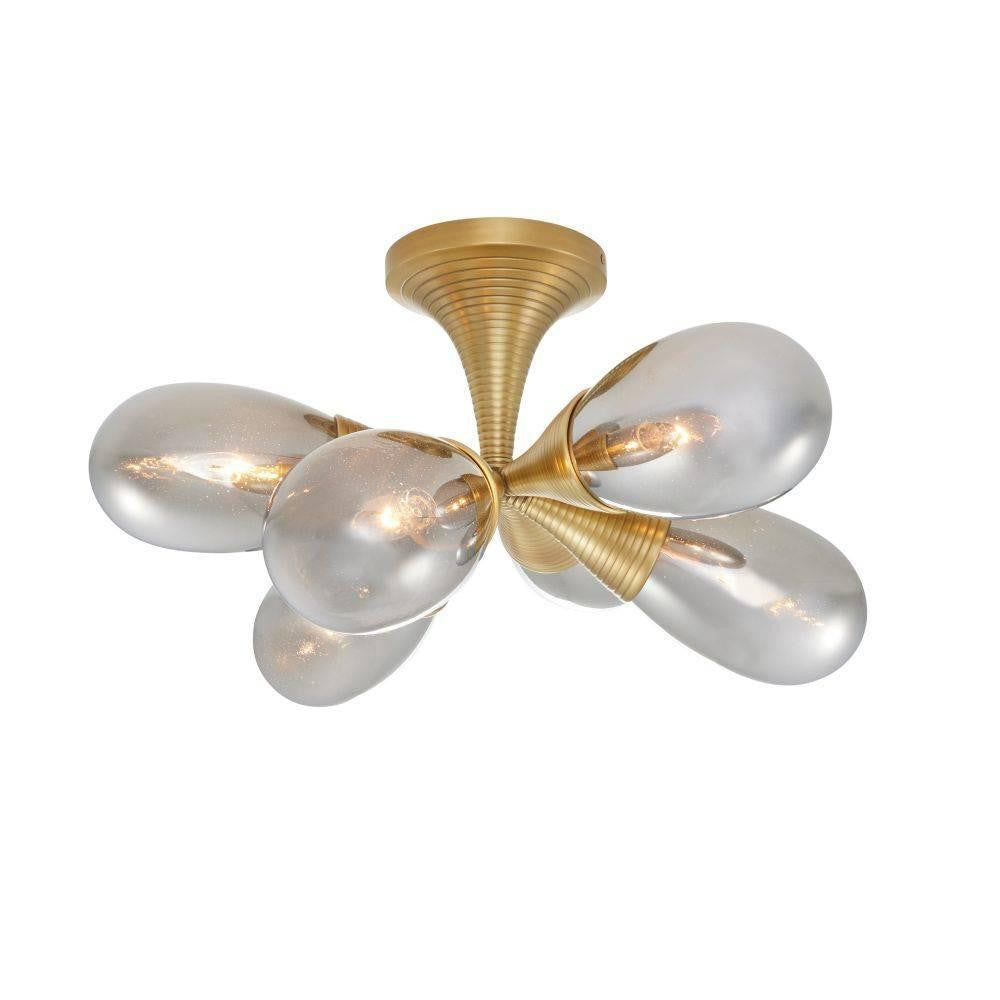 Arteriors Home Giselle Flush Mount Smoke Luster, Antique Brass