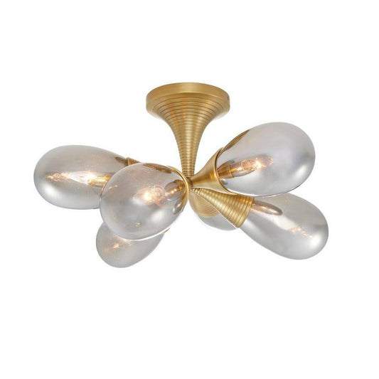 Arteriors Home Giselle Flush Mount Smoke Luster, Antique Brass