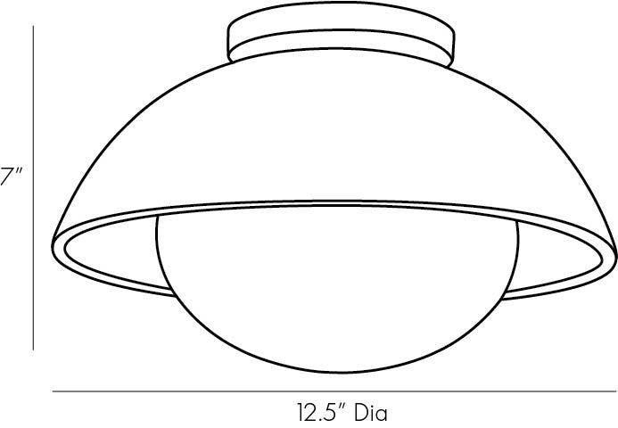 Arteriors Home Glaze Flush Mount, 1-Light, Ivory Stained Crackle Ceramic, Frosted Glass, 12.5"W (DA49003 3MPLT)