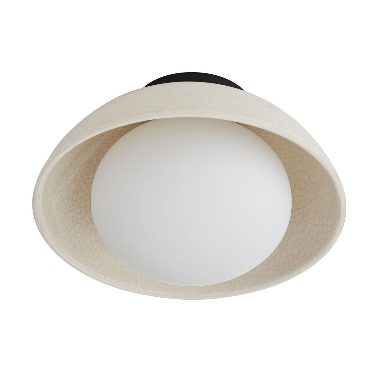 Arteriors Home Glaze Flush Mount, 1-Light, Ivory Stained Crackle Ceramic, Frosted Glass, 12.5"W (DA49003 3MPLT)