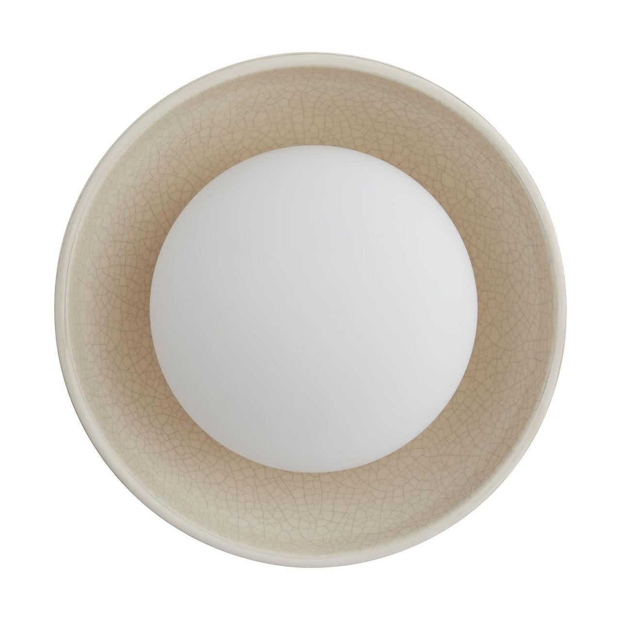 Arteriors Home Glaze Flush Mount, 1-Light, Ivory Stained Crackle Ceramic, Frosted Glass, 12.5"W (DA49003 3MPLT)