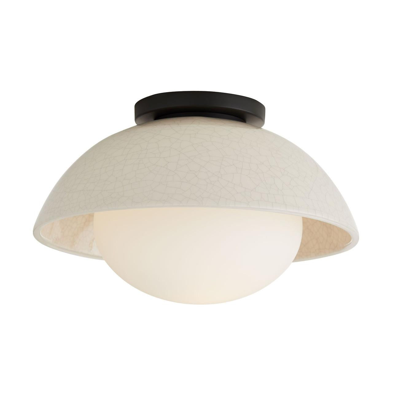 Arteriors Home Glaze Flush Mount, 1-Light, Ivory Stained Crackle Ceramic, Frosted Glass, 12.5"W (DA49003 3MPLT)