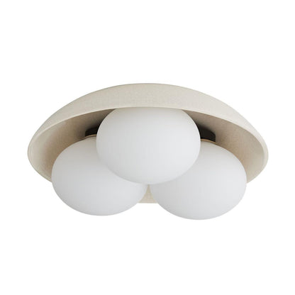 Arteriors Home Glaze Flush Mount, 3-Light, Ivory Stained Crackle Ceramic, Frosted Glass, 19"W (DA49004 3MPLU)