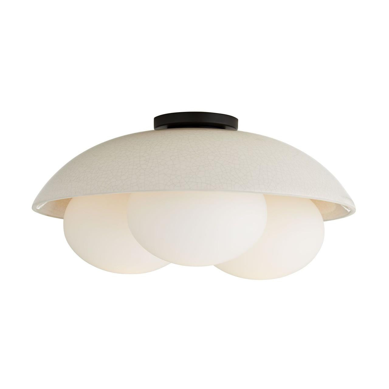 Arteriors Home Glaze Flush Mount, 3-Light, Ivory Stained Crackle Ceramic, Frosted Glass, 19"W (DA49004 3MPLU)