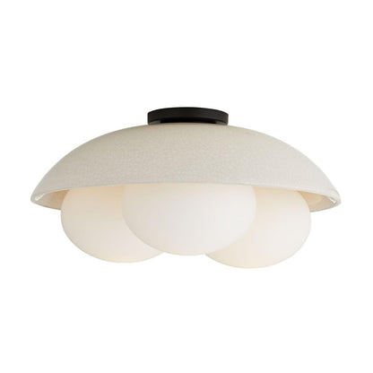 Arteriors Home Glaze Flush Mount, 3-Light, Ivory Stained Crackle Ceramic, Frosted Glass, 19"W (DA49004 3MPLU)
