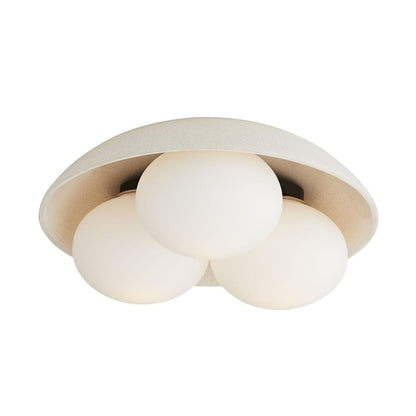 Arteriors Home Glaze Flush Mount, 3-Light, Ivory Stained Crackle Ceramic, Frosted Glass, 19"W (DA49004 3MPLU)