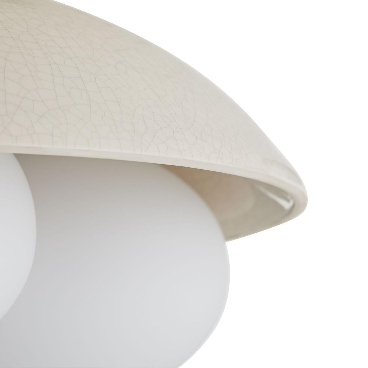 Arteriors Home Glaze Flush Mount, 3-Light, Ivory Stained Crackle Ceramic, Frosted Glass, 19"W (DA49004 3MPLU)