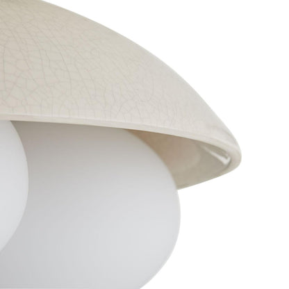 Arteriors Home Glaze Flush Mount, 3-Light, Ivory Stained Crackle Ceramic, Frosted Glass, 19"W (DA49004 3MPLU)