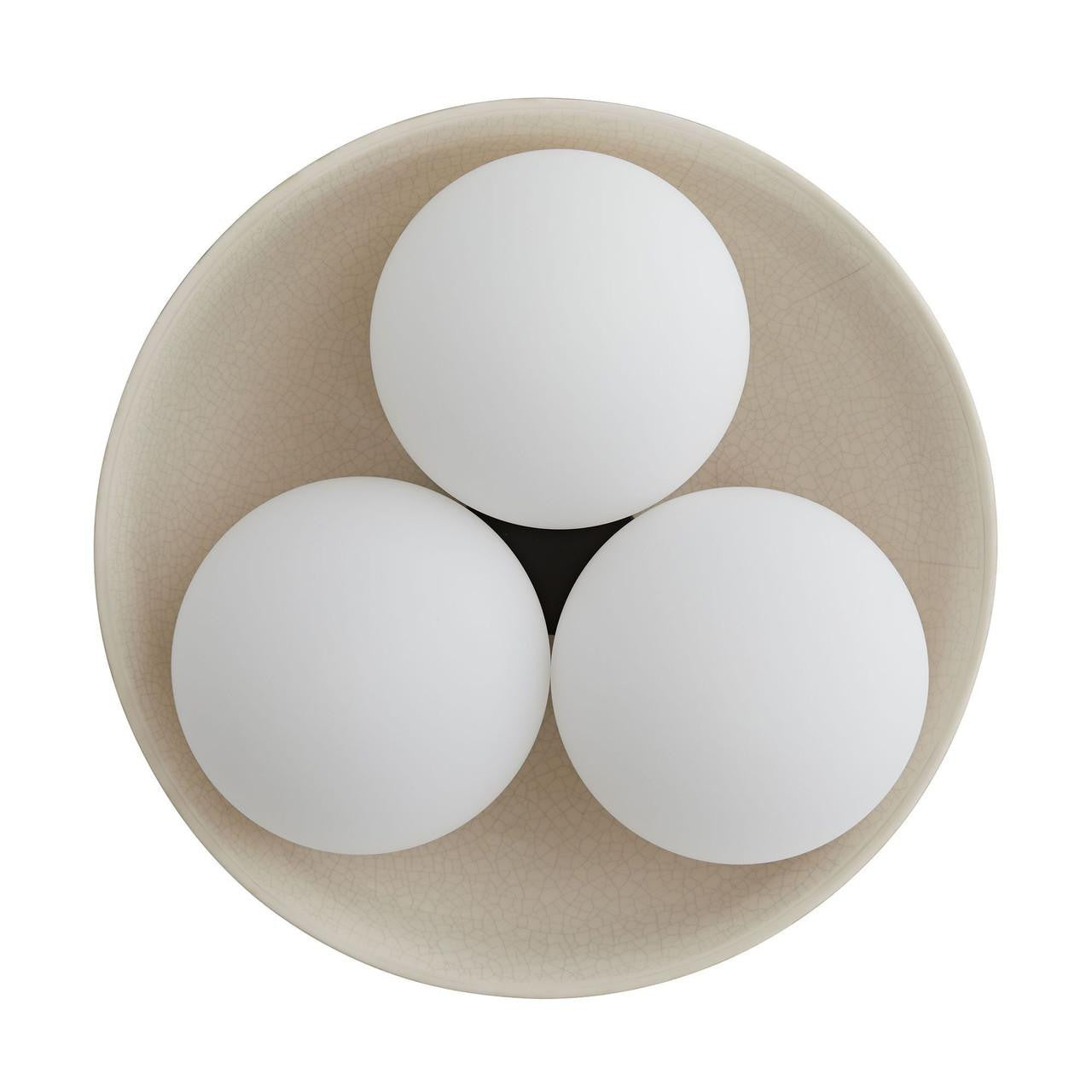 Arteriors Home Glaze Flush Mount, 3-Light, Ivory Stained Crackle Ceramic, Frosted Glass, 19"W (DA49004 3MPLU)