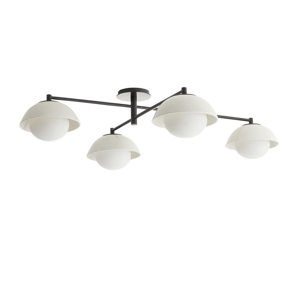 Arteriors Home Glaze Multipoint Flush Mount Blackened Steel, Ivory Stained Crackle