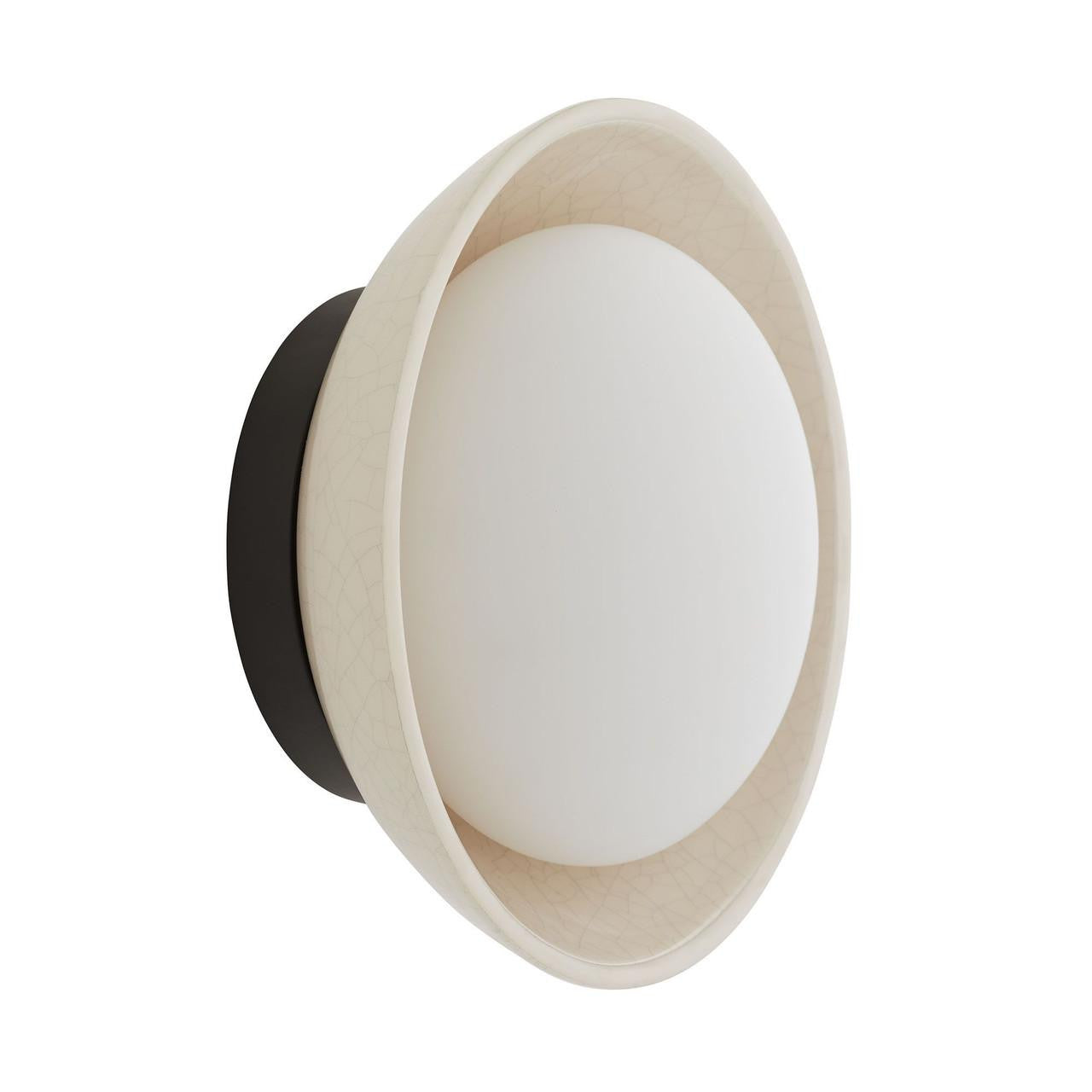 Arteriors Home Glaze Wall Sconce, 1-Light, Ivory Stained Crackle Ceramic, Frosted Glass, 8"H (DA49005 3MPLV)