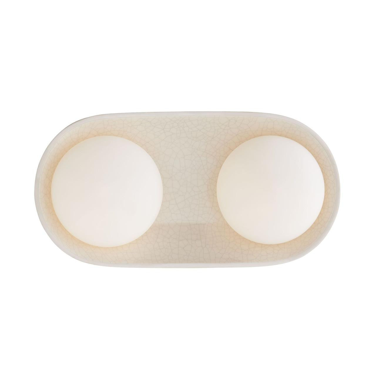 Arteriors Home Glaze Wall Sconce, 2-Light, Ivory Stained Crackle Ceramic, Frosted Glass, 16.5"H (DA49006 3MPLW)
