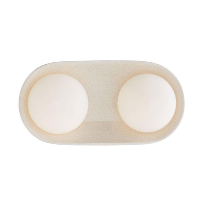 Arteriors Home Glaze Wall Sconce, 2-Light, Ivory Stained Crackle Ceramic, Frosted Glass, 16.5"H (DA49006 3MPLW)