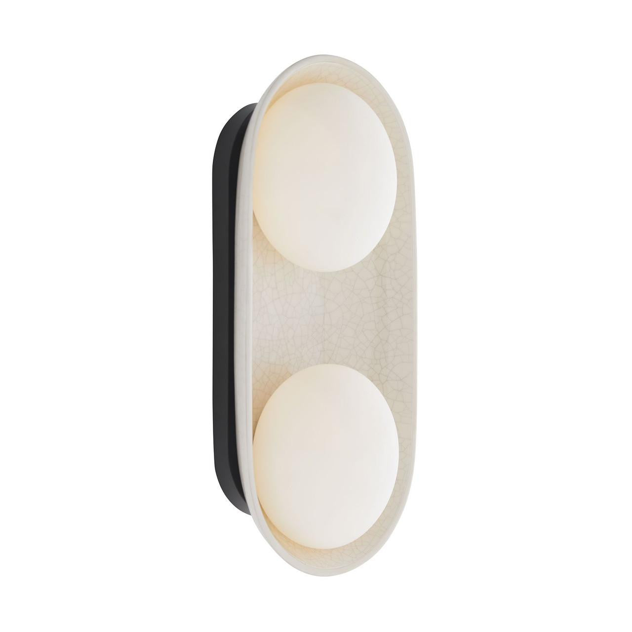 Arteriors Home Glaze Wall Sconce, 2-Light, Ivory Stained Crackle Ceramic, Frosted Glass, 16.5"H (DA49006 3MPLW)