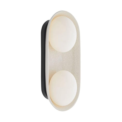 Arteriors Home Glaze Wall Sconce, 2-Light, Ivory Stained Crackle Ceramic, Frosted Glass, 16.5"H (DA49006 3MPLW)