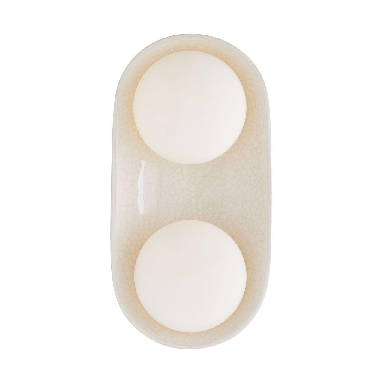 Arteriors Home Glaze Wall Sconce, 2-Light, Ivory Stained Crackle Ceramic, Frosted Glass, 16.5"H (DA49006 3MPLW)