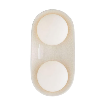 Arteriors Home Glaze Wall Sconce, 2-Light, Ivory Stained Crackle Ceramic, Frosted Glass, 16.5"H (DA49006 3MPLW)