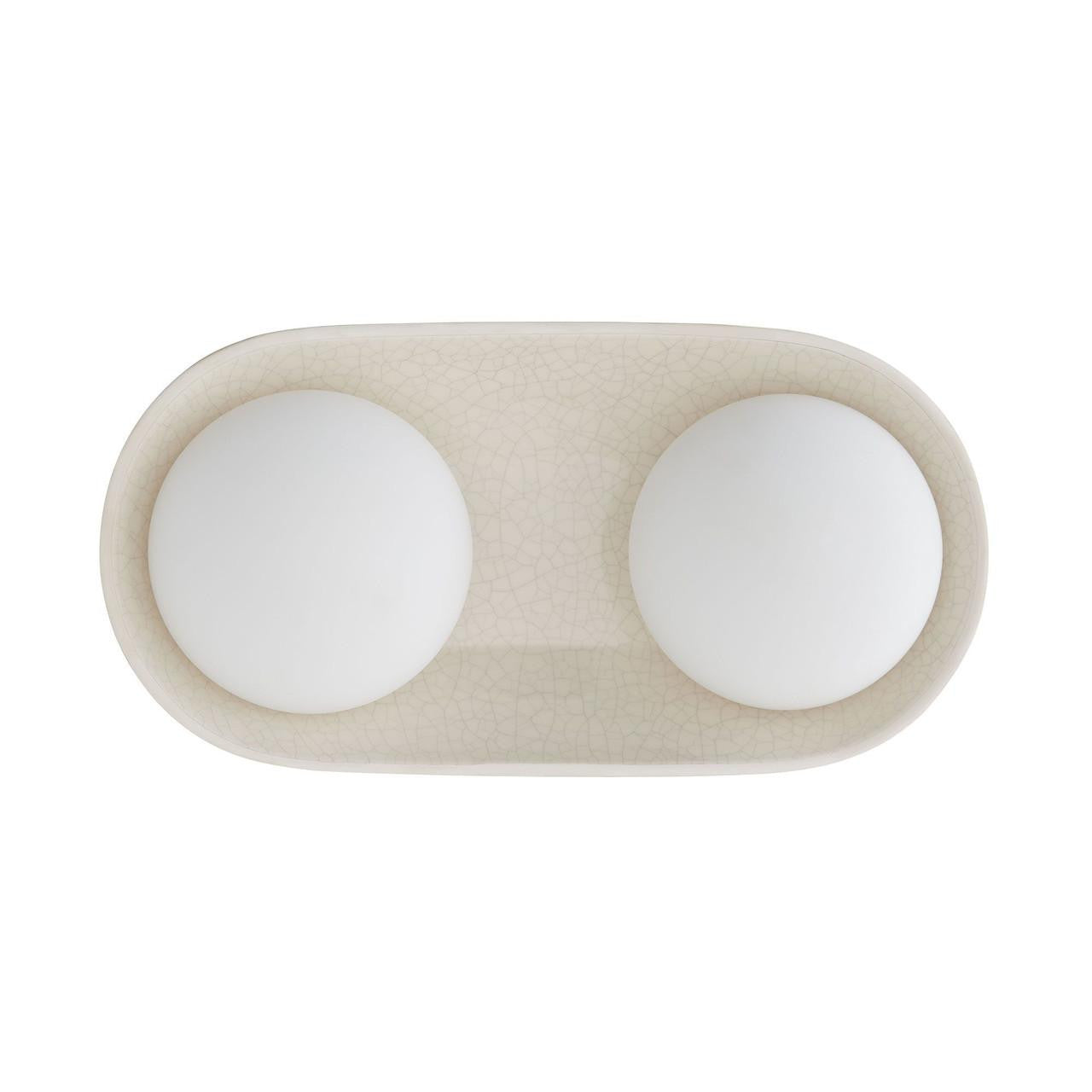 Arteriors Home Glaze Wall Sconce, 2-Light, Ivory Stained Crackle Ceramic, Frosted Glass, 16.5"H (DA49006 3MPLW)