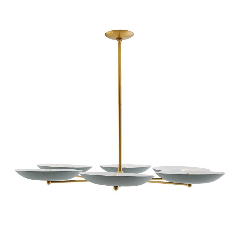 Arteriors Home Griffith Chandelier, 6-Light, Cadet Blue, Antique Brass, 40"Dia (89648 3QP99)