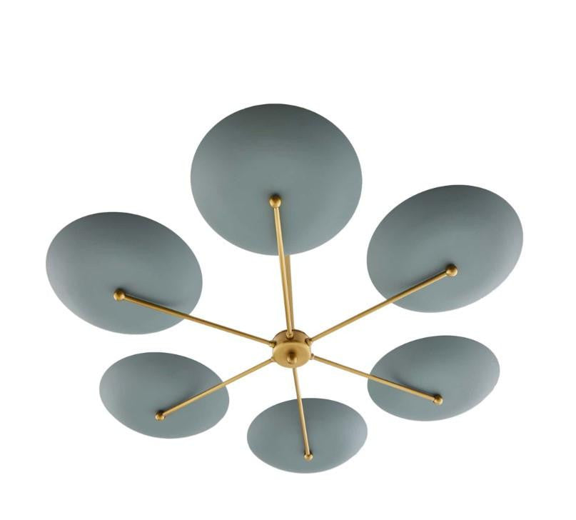 Arteriors Home Griffith Chandelier, 6-Light, Cadet Blue, Antique Brass, 40"Dia (89648 3QP99)