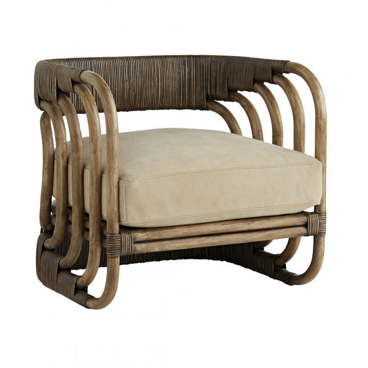 Arteriors Home Hamza Chair, Mink Leather, Square-Round, 27"H (5663 3MNNJ)