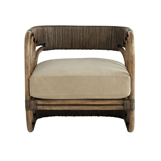 Arteriors Home Hamza Chair, Mink Leather, Square-Round, 27"H (5663 3MNNJ)