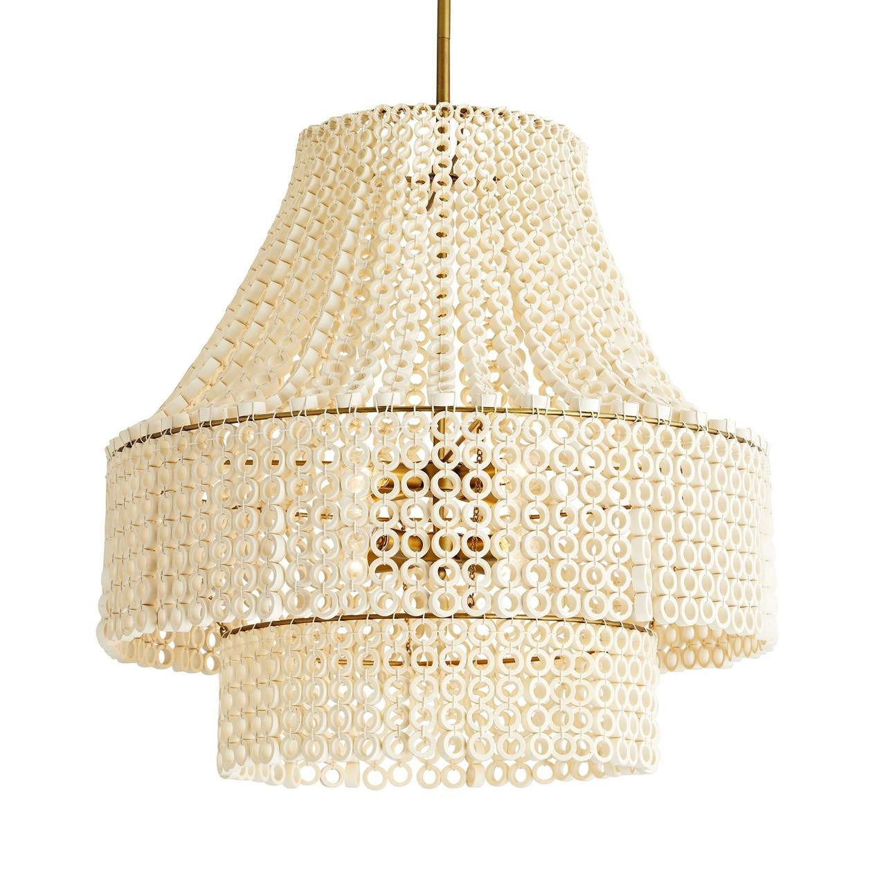 Arteriors Home Hannie Chandelier, 8-Light, White Wood, Antque Brass, 29"W (45110 3MMMA)