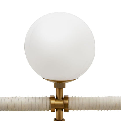 Arteriors Home Harrison Linear Chandelier, 6-Light, Antique Brass, Cream Leather, Opal Glass, 42"W (89467 3MPKW)