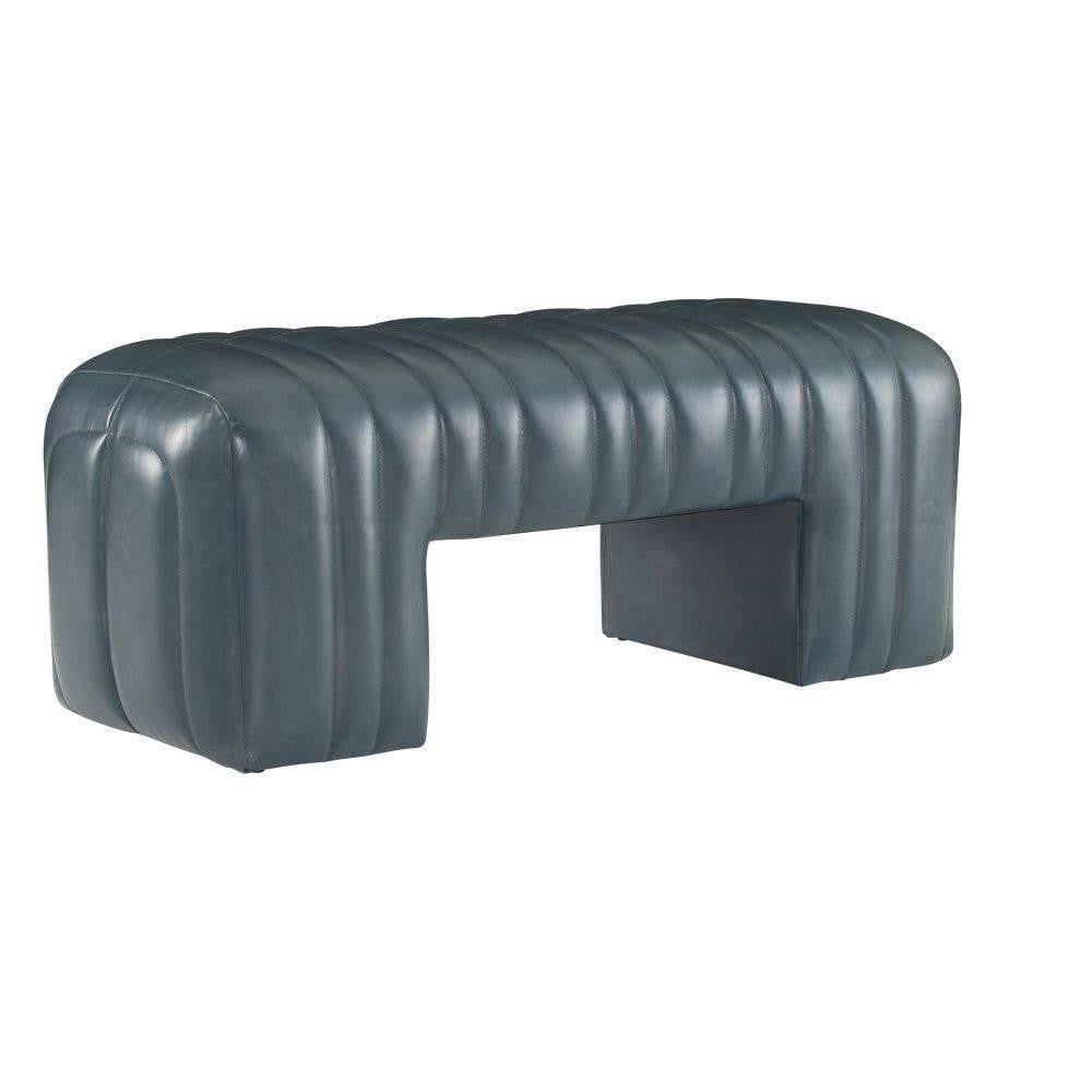 Arteriors Home Hastings Bench Distressed Storm Leather