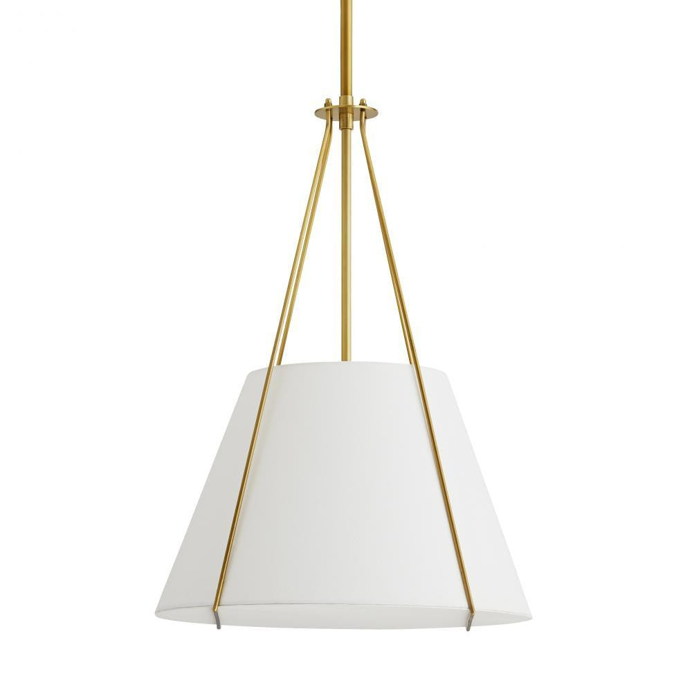 Arteriors Home Heloise Pendant, 1-Light, Antique Brass, White Linen Shade, 18.5"W (49693 3MMPW)