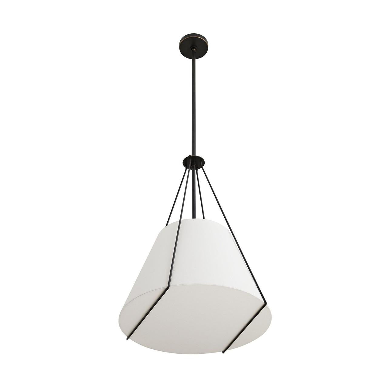 Arteriors Home Heloise Pendant, 1-Light, Bronze, White Linen Shade, 18.5"W (49749 3MLPG)
