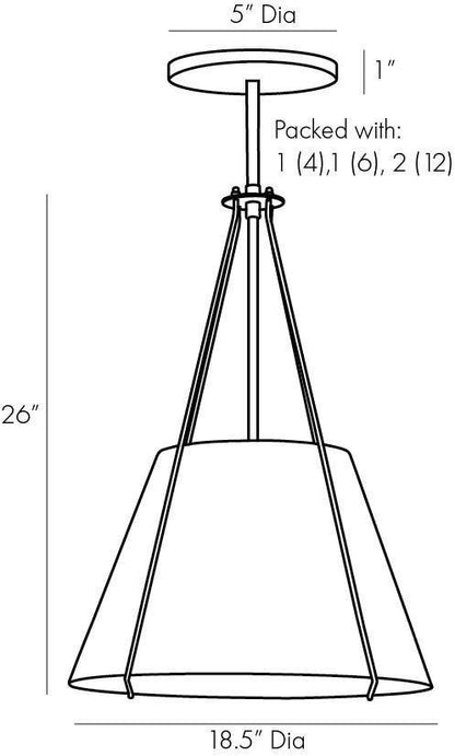 Arteriors Home Heloise Pendant, 1-Light, Bronze, White Linen Shade, 18.5"W (49749 3MLPG)