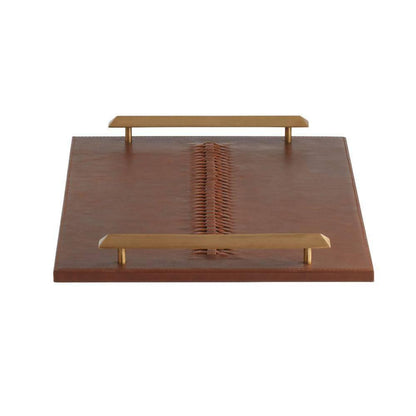 Arteriors Home Hillebrandt Tray Deep Russet, Antique Brass