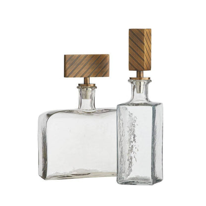 Arteriors Home Houston Decanters, Set of 2 Clear, Antique Brass, Polished Nickel