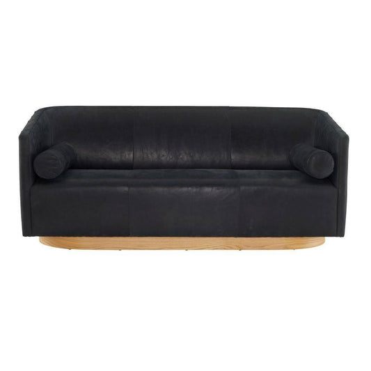 Arteriors Home Huxley Sofa Noir Leather White Oyster