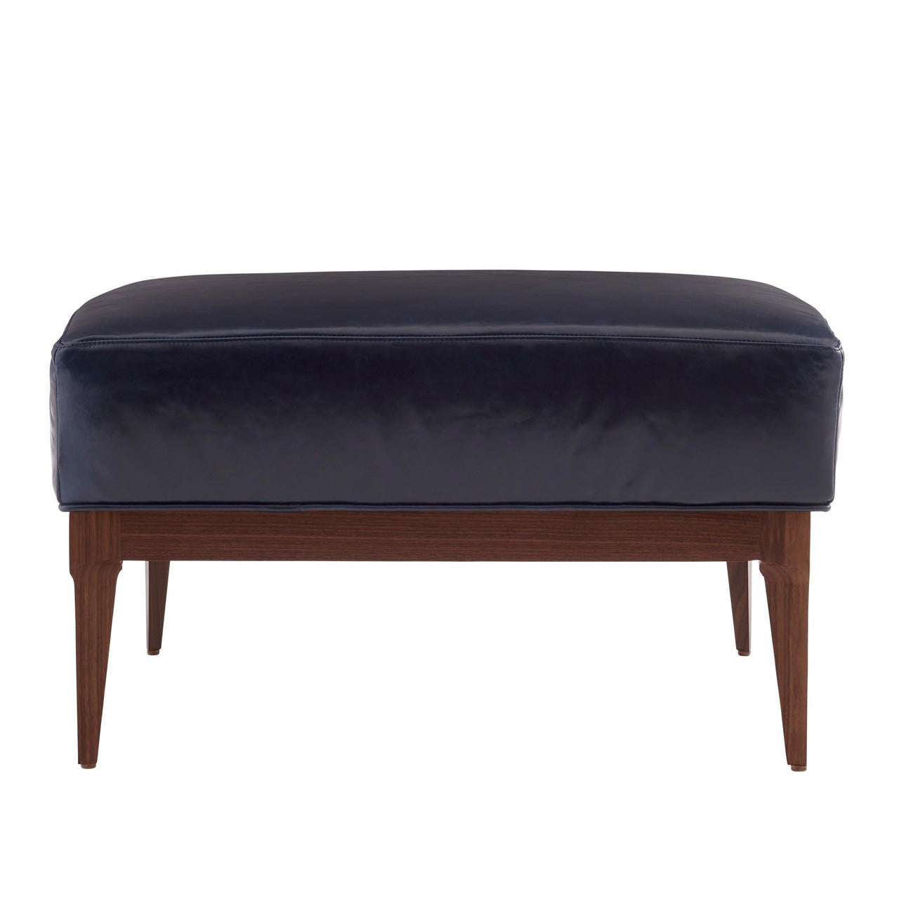 Arteriors Home Laurette Ottoman Indigo Leather Dark Walnut