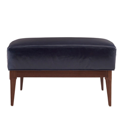 Arteriors Home Laurette Ottoman Indigo Leather Dark Walnut