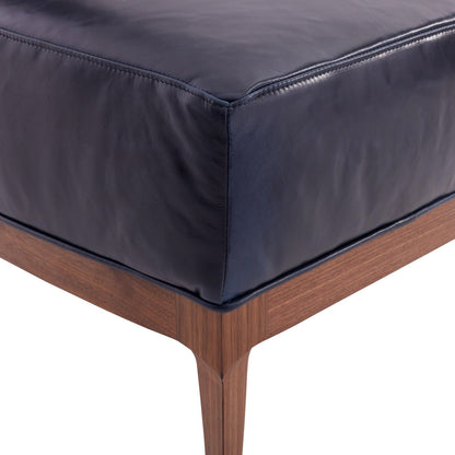 Arteriors Home Laurette Ottoman Indigo Leather Dark Walnut