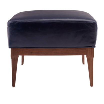 Arteriors Home Laurette Ottoman Indigo Leather Dark Walnut
