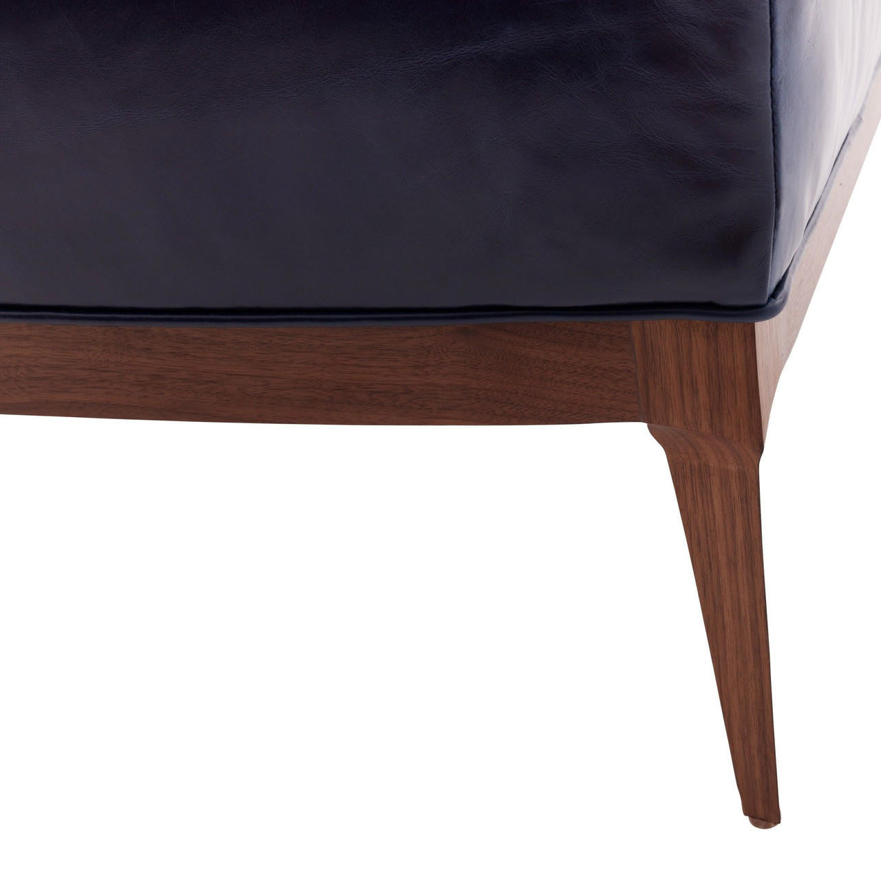 Arteriors Home Laurette Ottoman Indigo Leather Dark Walnut