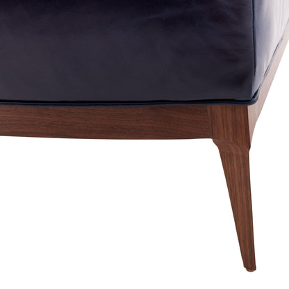 Arteriors Home Laurette Ottoman Indigo Leather Dark Walnut