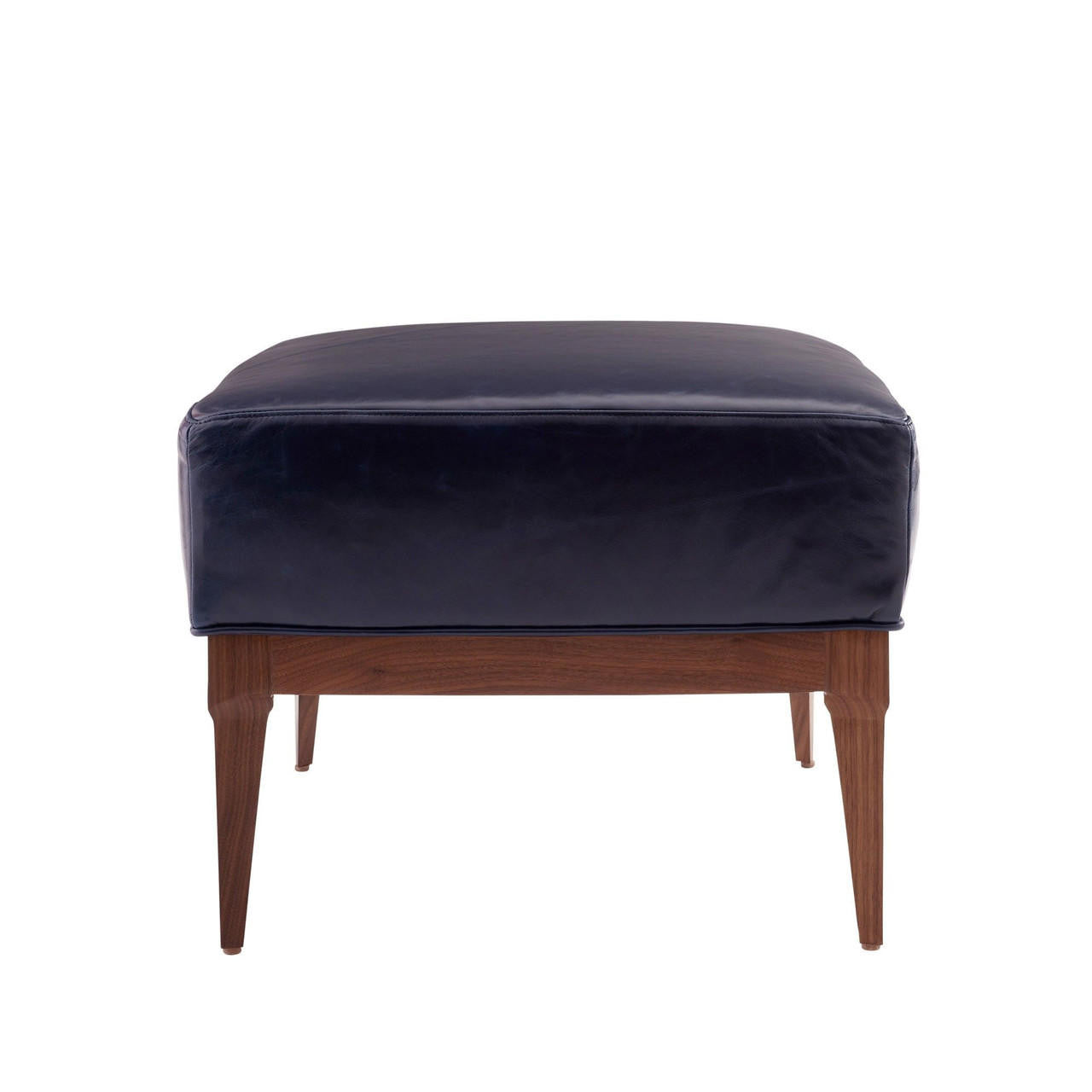 Arteriors Home Laurette Ottoman Indigo Leather Dark Walnut