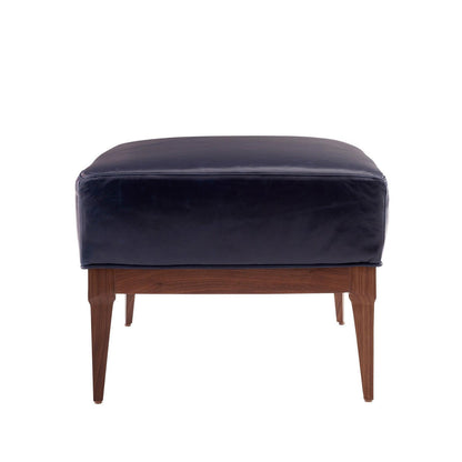 Arteriors Home Laurette Ottoman Indigo Leather Dark Walnut