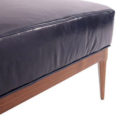 Arteriors Home Laurette Ottoman Indigo Leather Dark Walnut