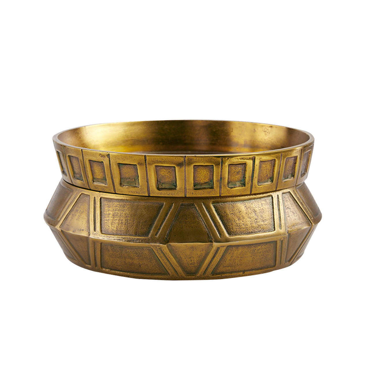 Arteriors Home Millenia Stacked Large Centerpiece, Set of 2 Antique Brass