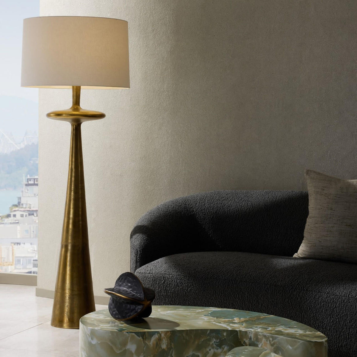 Putney Floor Lamp Antique Brass
